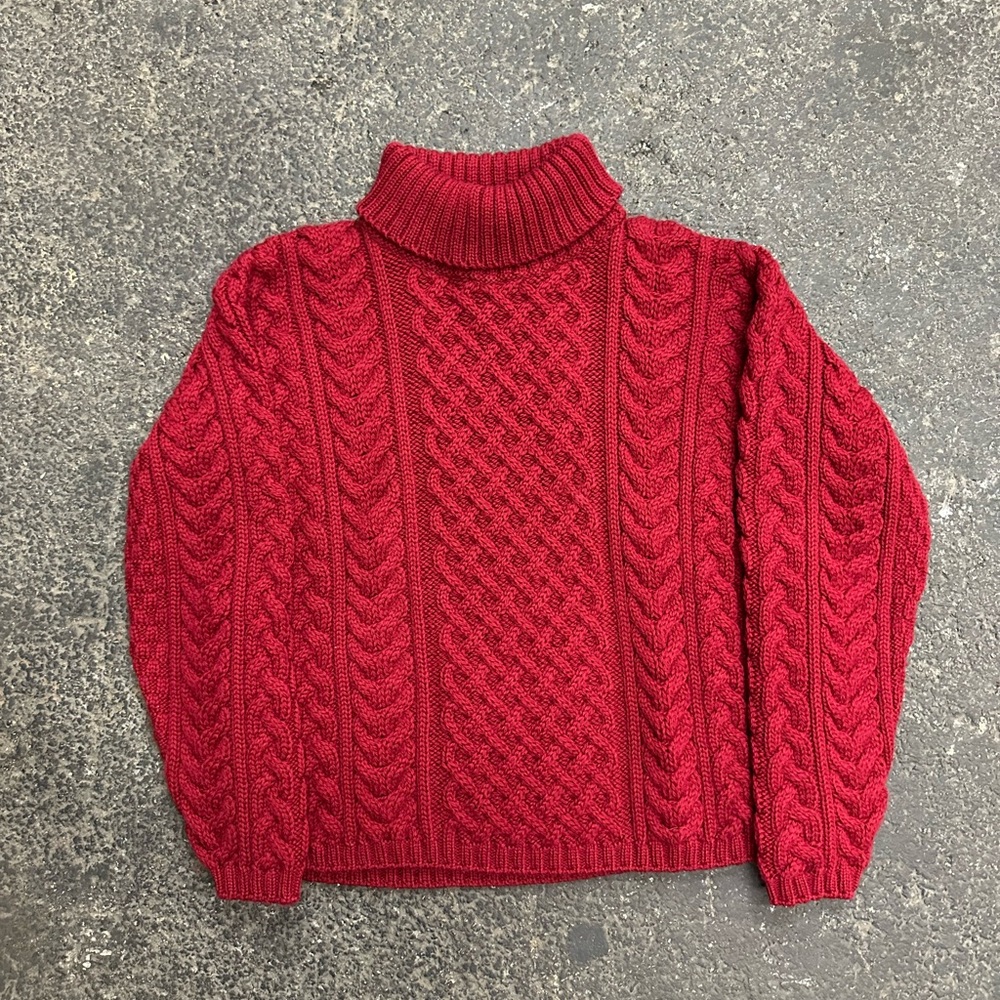 Callan Country Collection Cable Knit Turtleneck Sweater Women’s M Wool Red